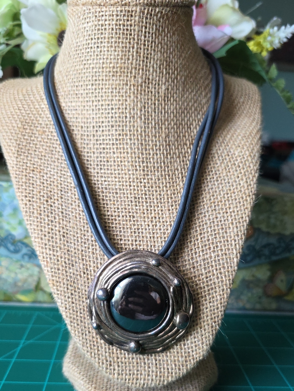 E&L Israel  Sterling Silver Electroform Over Wax Core Circle Necklace